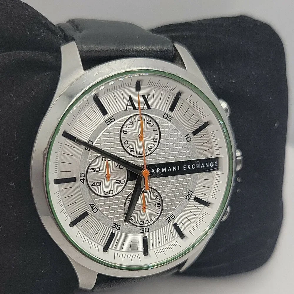 Armani Exchange AX2165 Men's Black Leather Analog Dial Quartz Wrist Watch BC607